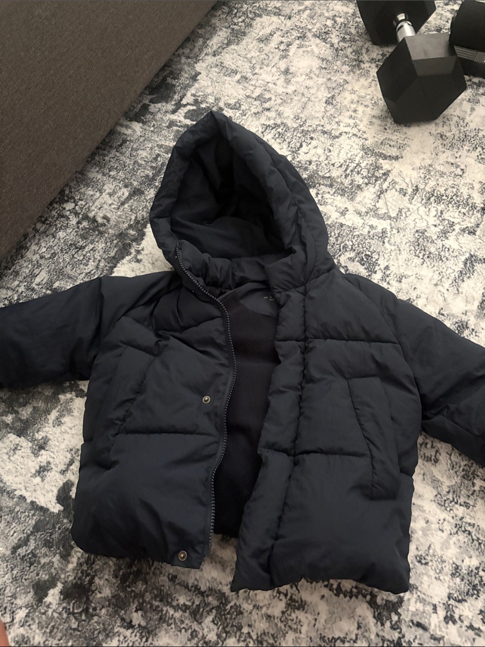 Zara Kids Hooded Puffer Jacket - Dark Blue